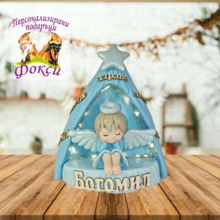 Персонализирана Керамична детска нощна лампа на батерии Палатка Ангел