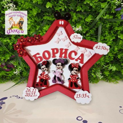 Персонализирано керамично детско пано нощна лампа Мини маус Minnie Mouse