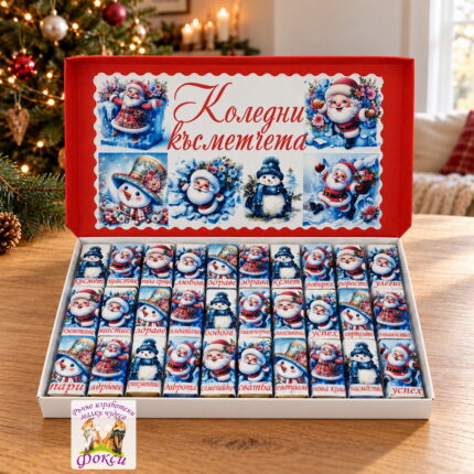 Кутия 30 броя Шоколадови бонбони Коледни късметчета